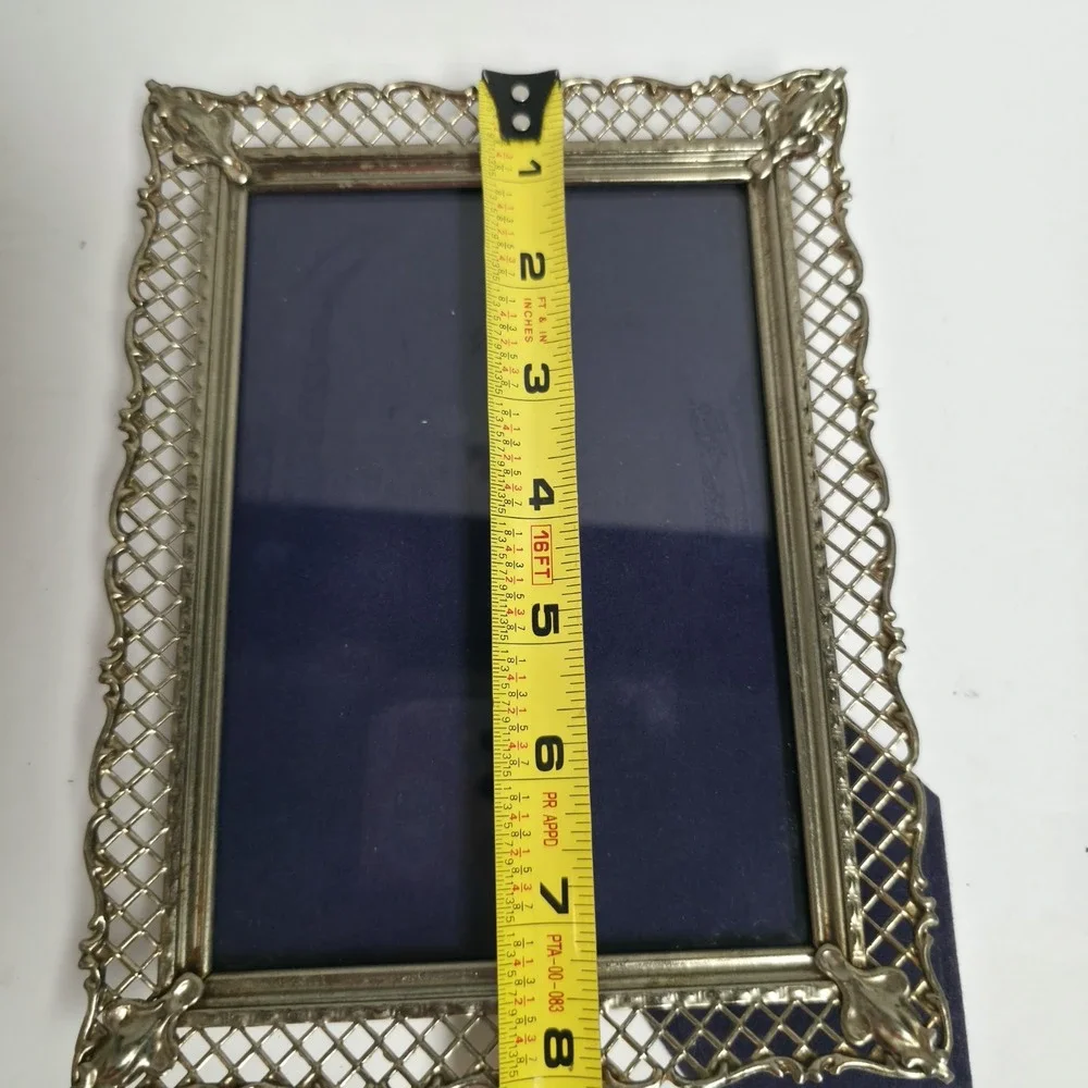 Vintage Hollywood Regency Gold Filigree Metal Picture Frame Ornate Lace Lattice